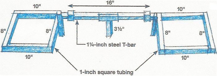 Drawings for a homemade lawn tractor lift.