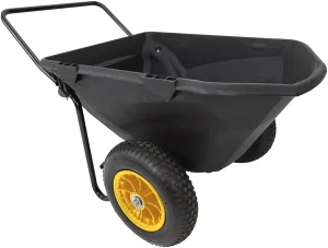 A black two wheeled push cart.