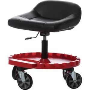 Rolling shop stool.
